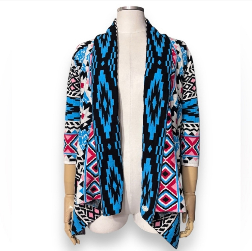 AMERICAN GIRL BEFOREVER Kayla Aztec Print Shawl Collar Open Front Cardig… - Picture 2 of 7